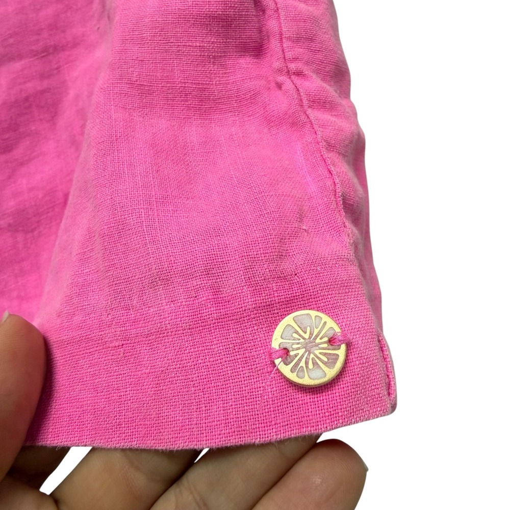 Lilly Pulitzer Pink 100% Linen Pull On Shorts Womens Medium Hot Pink - Picture 4 of 9